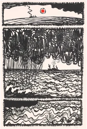 Lithograph Alechinsky - Le volturno I au point rouge