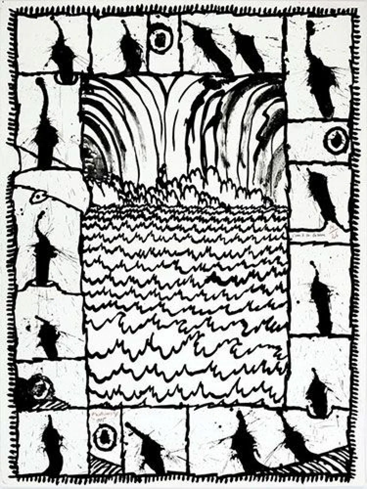 Lithograph Alechinsky - L'eau à la lucarne