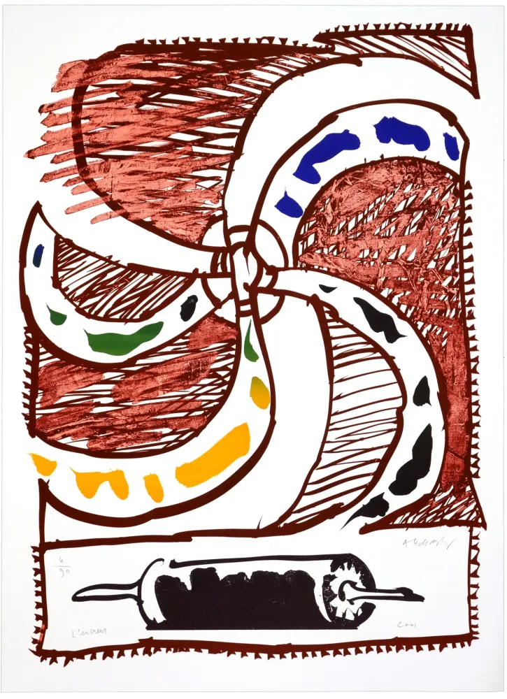 Lithograph Alechinsky - L'encreur