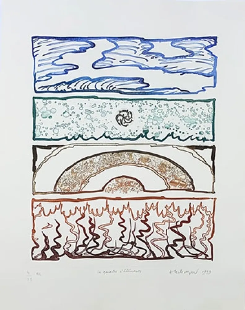 Etching Alechinsky - Les 4 éléments