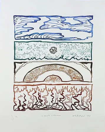 Etching Alechinsky - Les 4 éléments