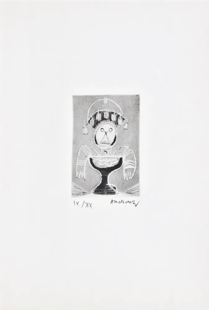 Engraving Alechinsky - Les métiers 06: Le coiffeur