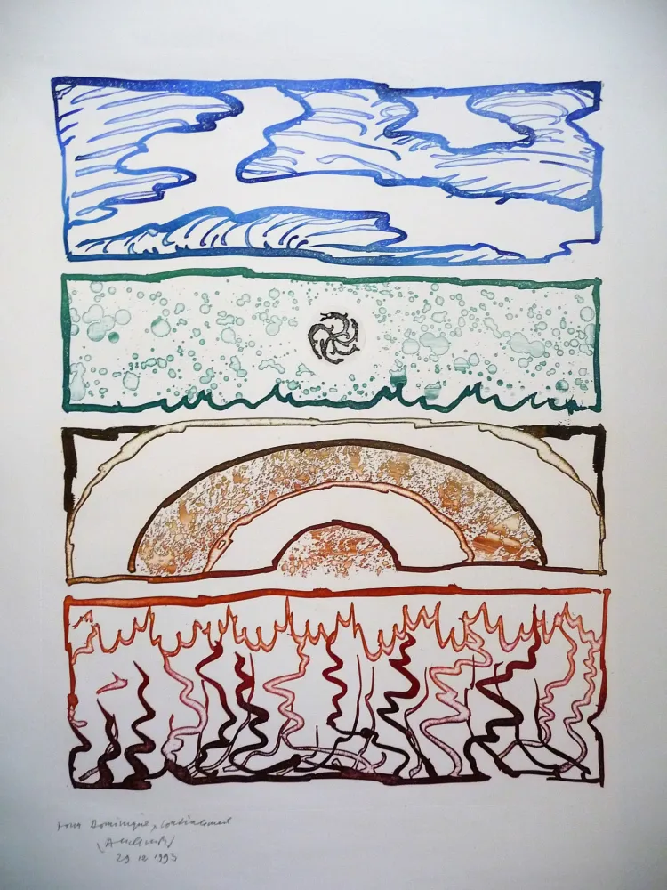 Lithograph Alechinsky - Les quatre élements 