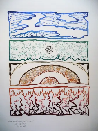 Lithograph Alechinsky - Les quatre élements 