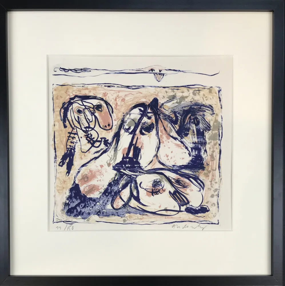 Lithograph Alechinsky - Les tireurs de langue, 1962