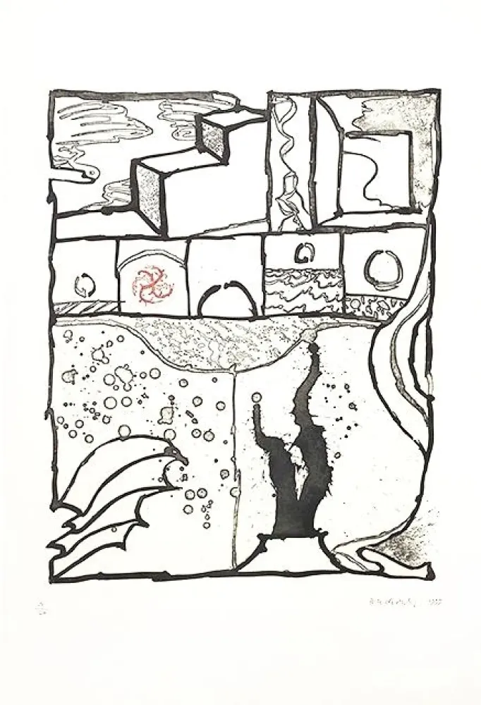 Etching Alechinsky - Les trois marches