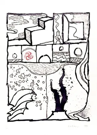 Etching Alechinsky - Les trois marches