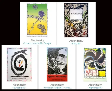 Lithograph Alechinsky - Lot de 5 Affiches originales