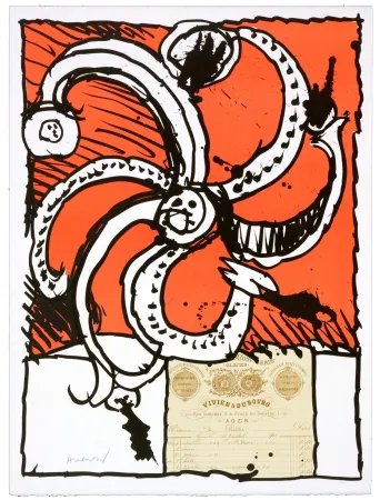 Lithograph Alechinsky - Madame de Parades