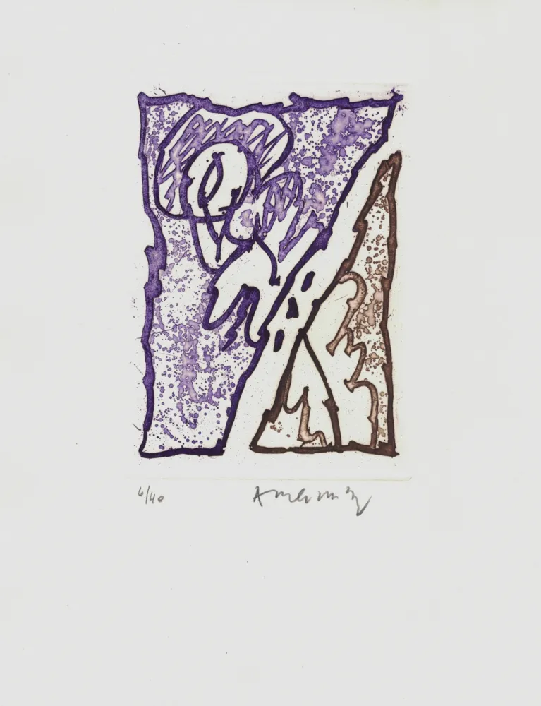 Engraving Alechinsky - '' Maint Corps de Chambres ''