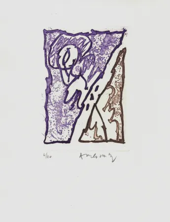 Engraving Alechinsky - '' Maint Corps de Chambres ''