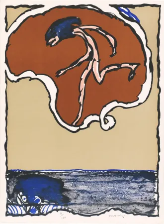 Lithograph Alechinsky - Objets volants II