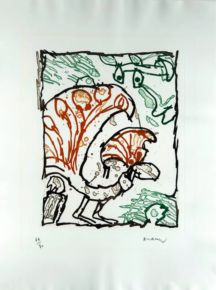 Lithograph Alechinsky - Paon