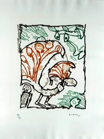 Lithograph Alechinsky - Paon