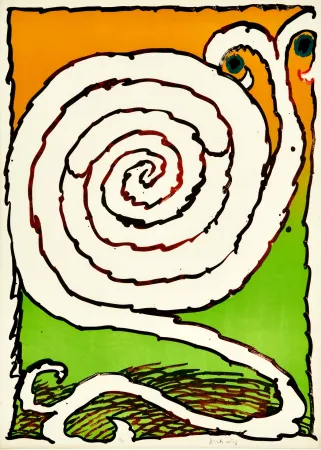 Lithograph Alechinsky - Pierre Alechinsky (1927) – Plate II from the portfolio Ceremonial Labyrinths (Labyrinthes d’apparat) – Color lithograph on Arches paper – 1972