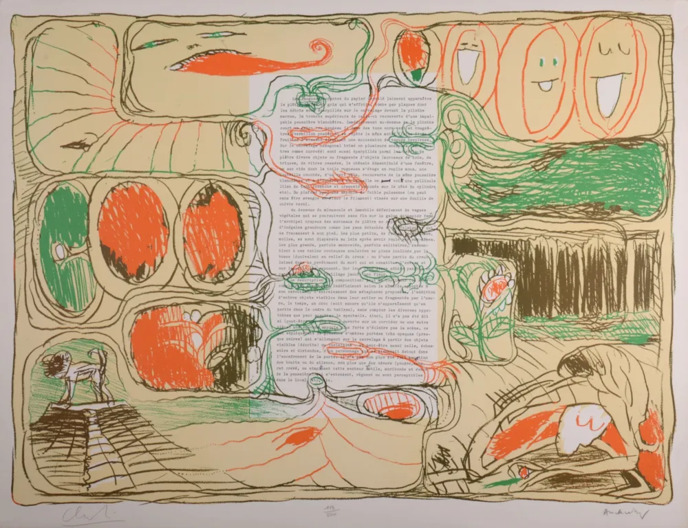 Lithograph Alechinsky - Placard, 1975