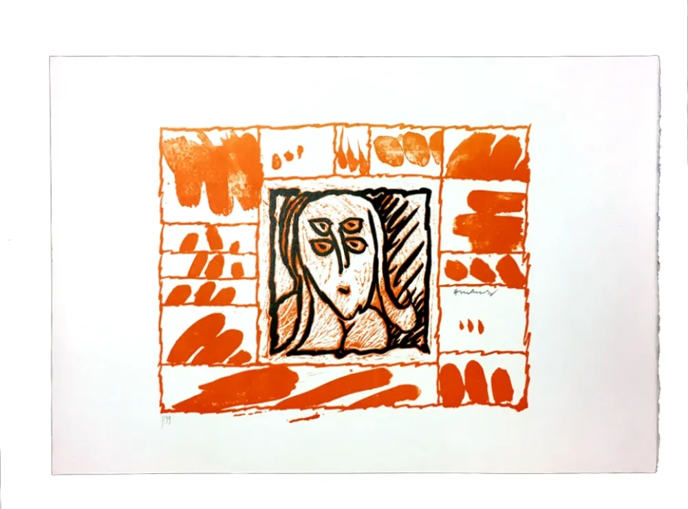 Linocut Alechinsky - Planche III