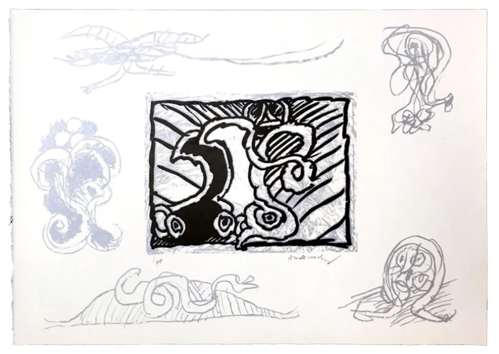 Linocut Alechinsky - Planche IX