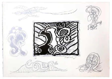 Linocut Alechinsky - Planche IX