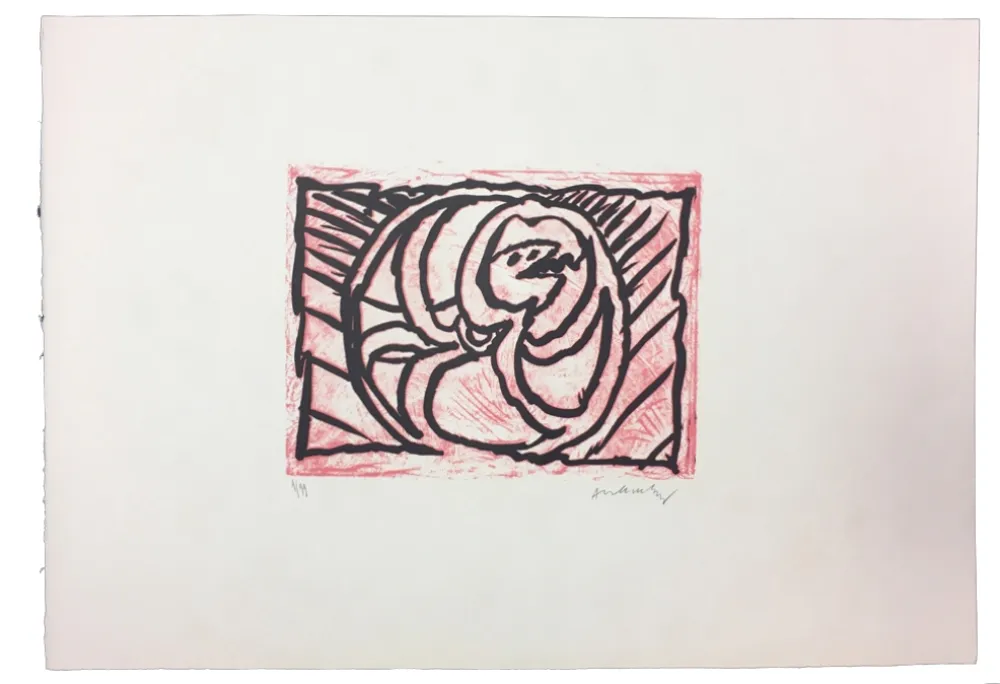 Linocut Alechinsky - Planche V