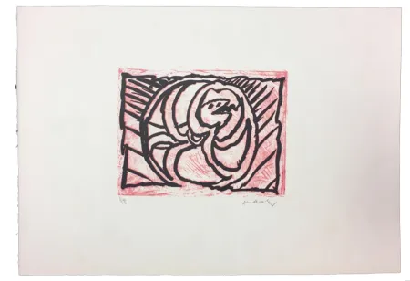 Linocut Alechinsky - Planche V