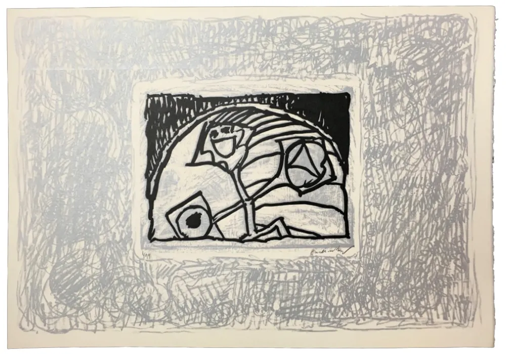 Linocut Alechinsky - Planche VIII