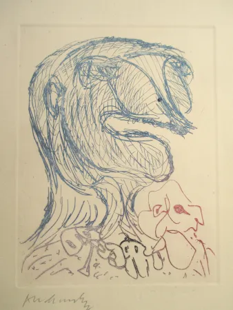 Etching Alechinsky - Quelques vieilles lignes X