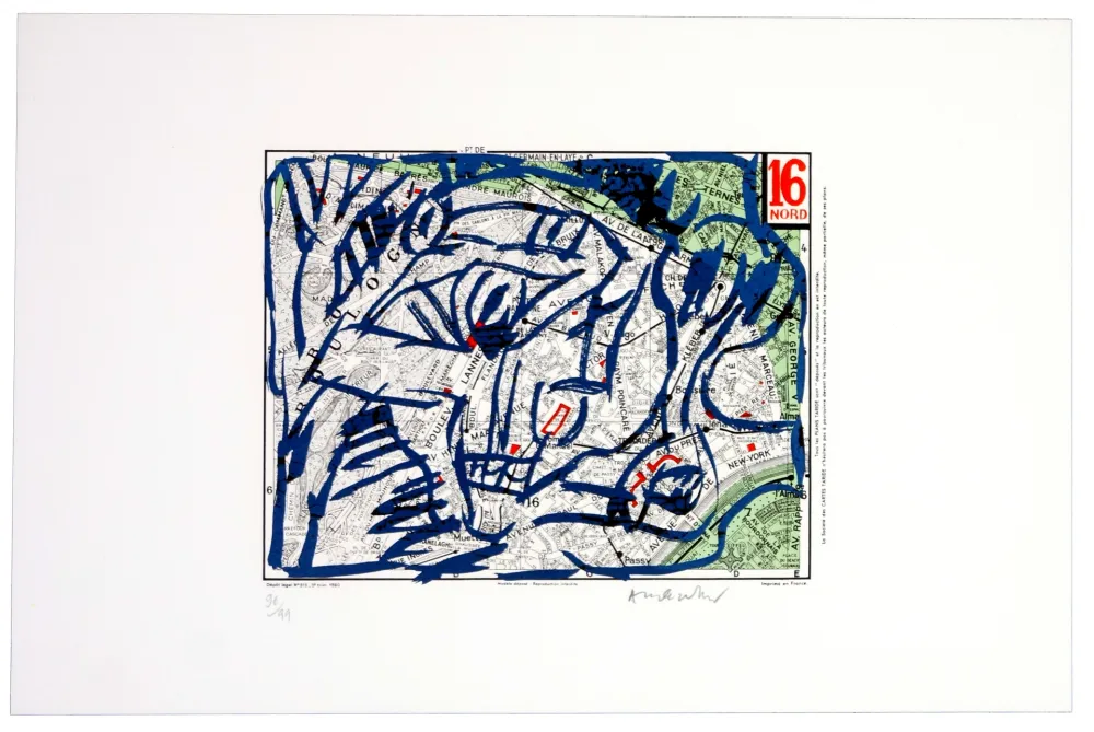 Lithograph Alechinsky - Seizième arrondissement, Nord (Paris)