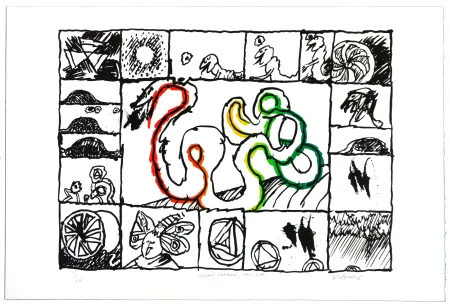 Lithograph Alechinsky - Serpent restauré