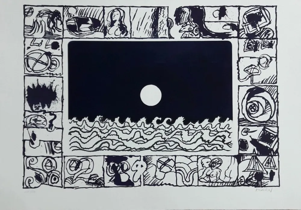 Etching Alechinsky - Soleil cou coupé