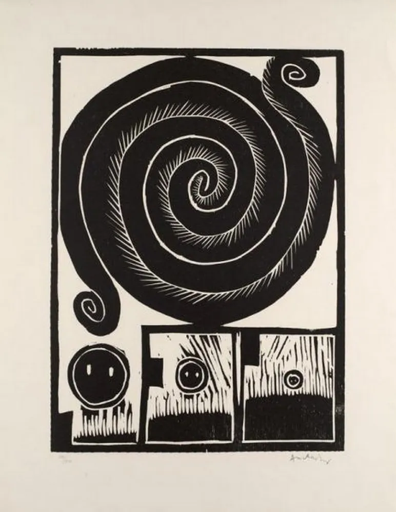 Woodcut Alechinsky - SPIRALE 1972