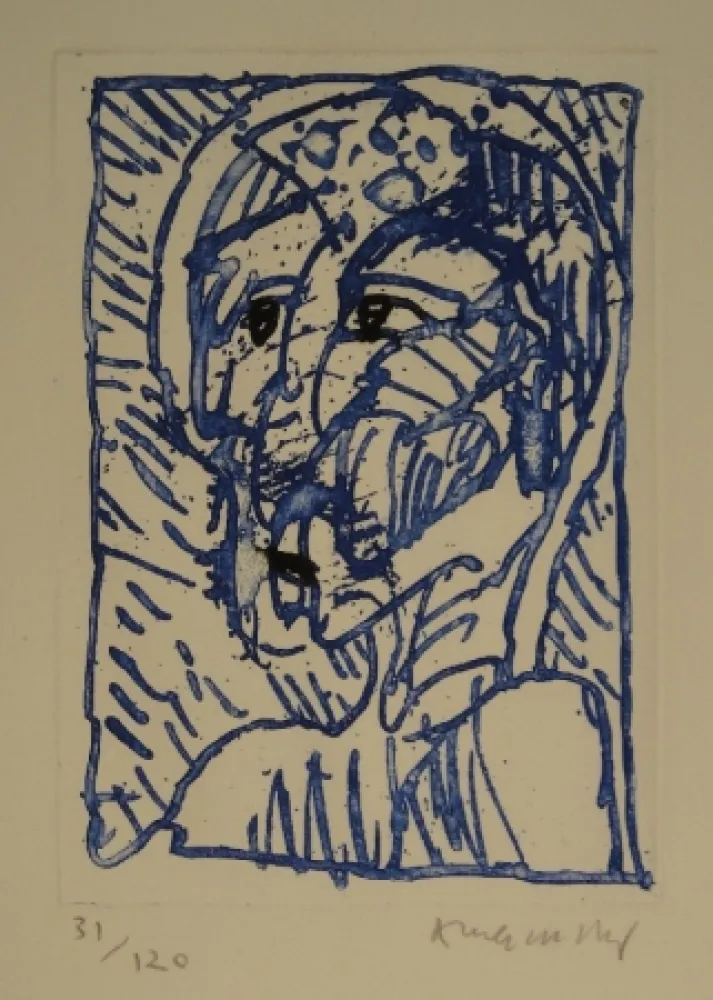 Engraving Alechinsky - Tête / Kopf. 