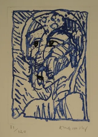 Engraving Alechinsky - Tête / Kopf. 