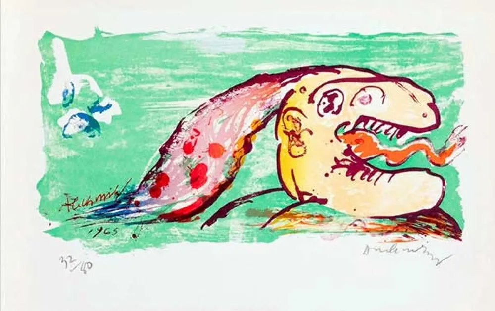 Lithograph Alechinsky - Tireur de langue