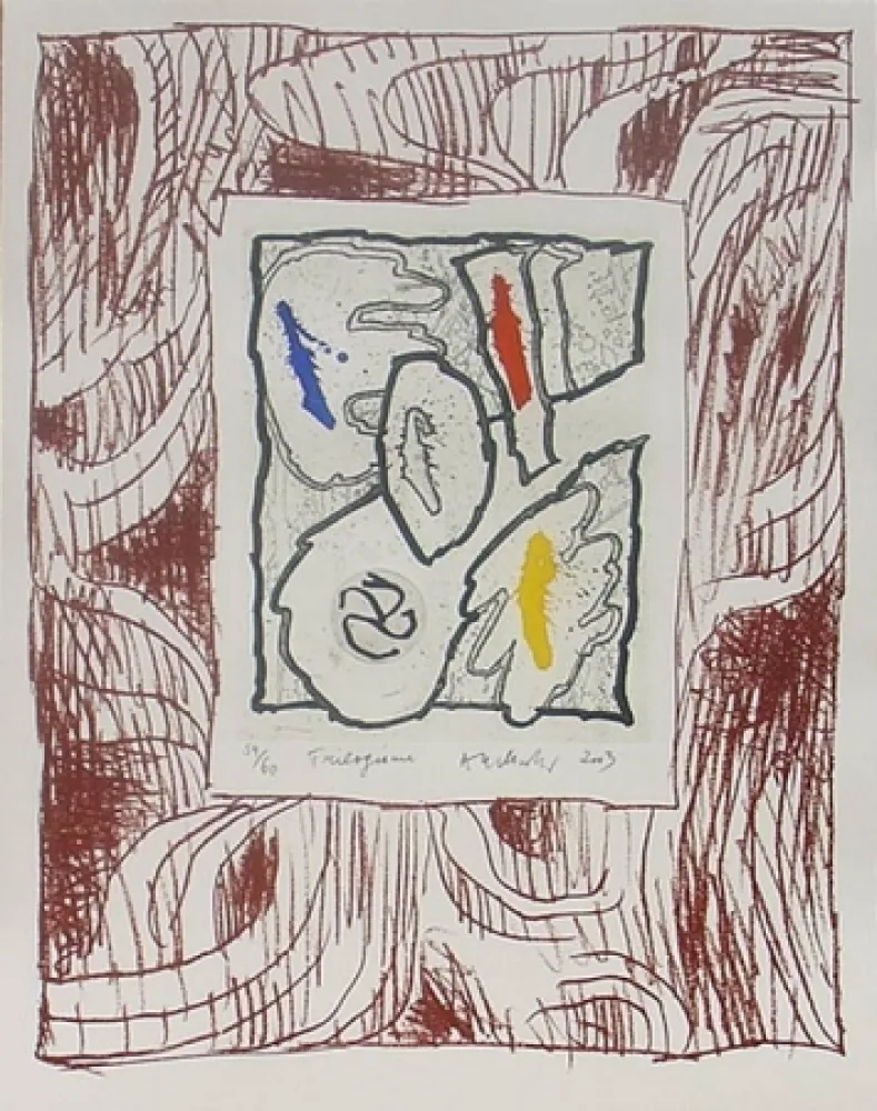 Woodcut Alechinsky - Trilogisme