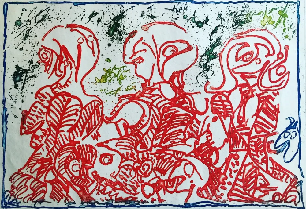 Engraving Alechinsky - Trois désordinateurs