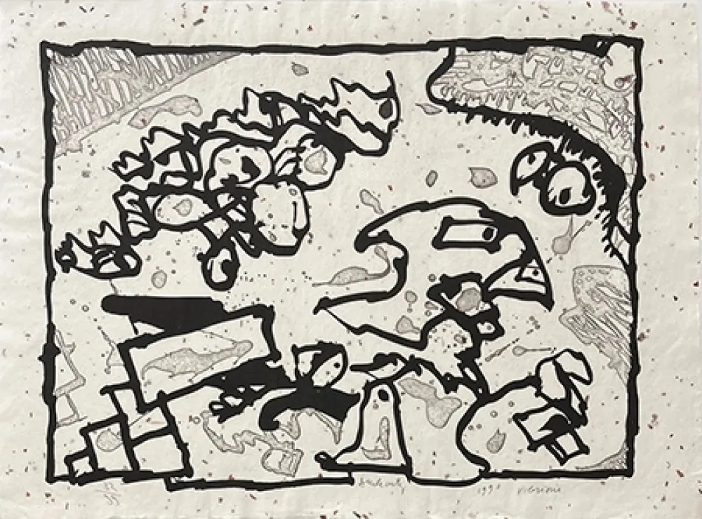 Etching Alechinsky - Vibrions noir