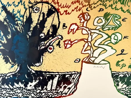 Lithograph Alechinsky - Volcan alphabétique 