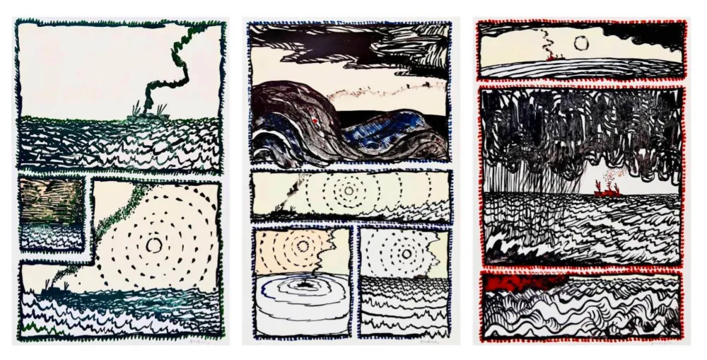 Lithograph Alechinsky - Volturno I, II, III