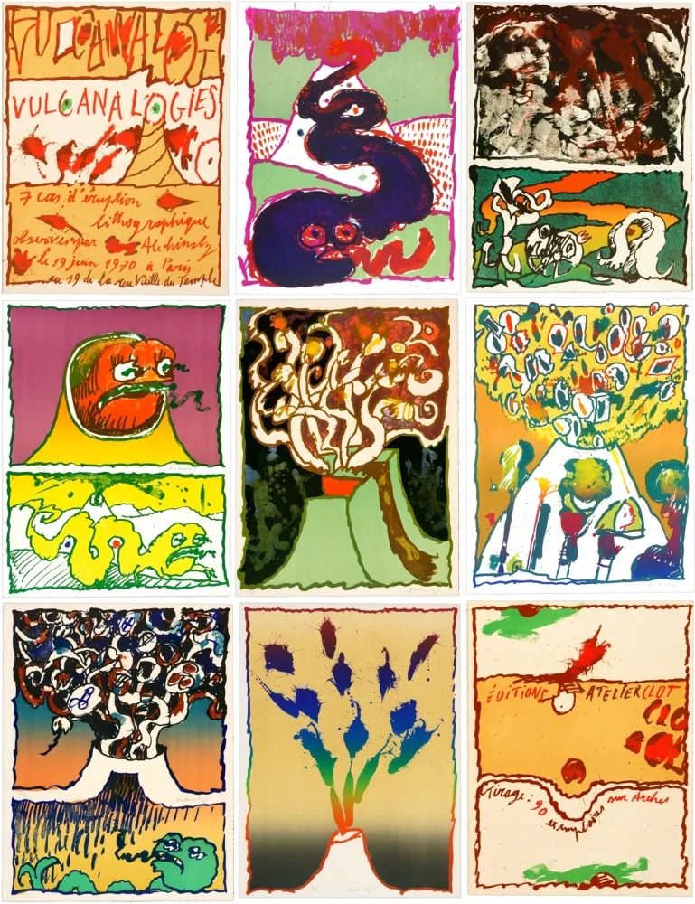 Lithograph Alechinsky - Vulcanalogies I, II, III, IV, V, VI, VII (complete portfolio)