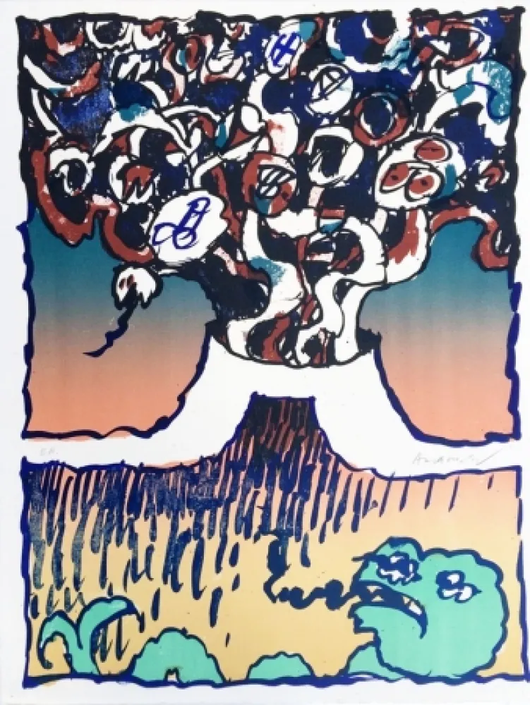 Lithograph Alechinsky - Vulcanologie D