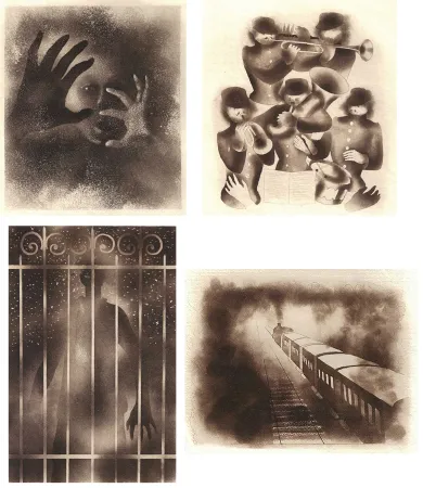 Illustrated Book Alexeïeff - ADRIENNE MESURAT. Exemplaire avec 71 dessins originaux au crayon tous signés par Alexeieff.‎ 