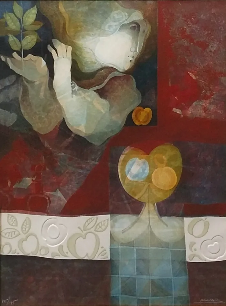 Lithograph Alvar - LES POMMES VERT