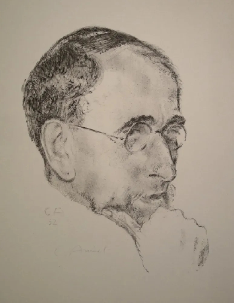 Lithograph Amiet - Bildnis Ernst Kreidolf in Dreiviertelansicht