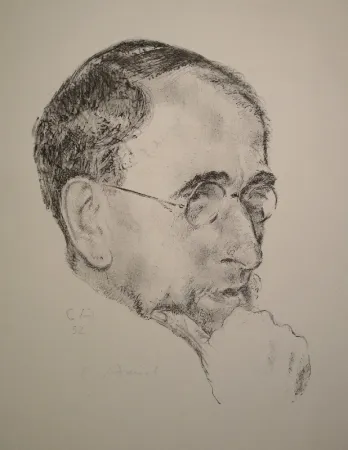 Lithograph Amiet - Bildnis Ernst Kreidolf in Dreiviertelansicht