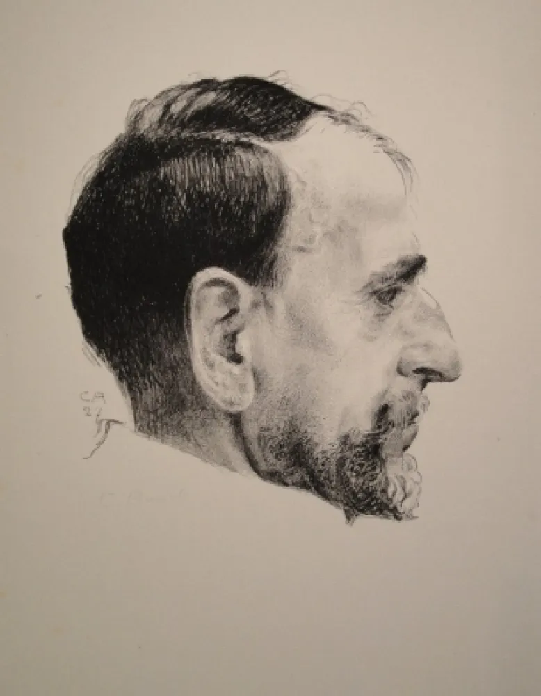 Lithograph Amiet - Bildnis Erst Kreidolf im Profil