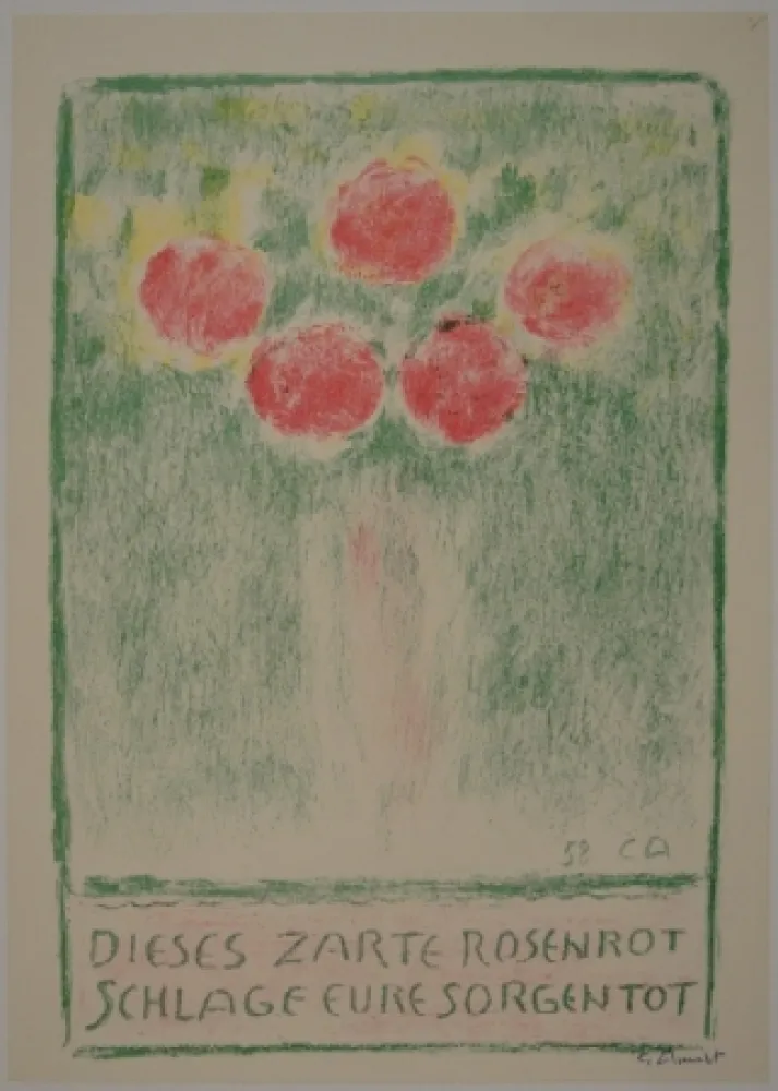 Lithograph Amiet - Blumenvase mit Rosen