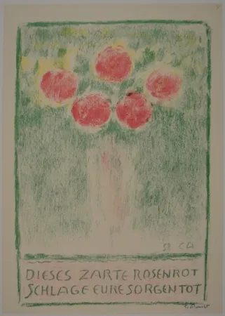 Lithograph Amiet - Blumenvase mit Rosen
