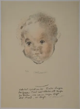 Lithograph Amiet - Kinderköpfchen