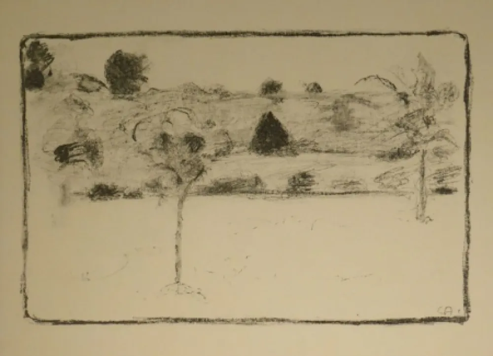 Lithograph Amiet - (Landschaft mit Bäumen)
